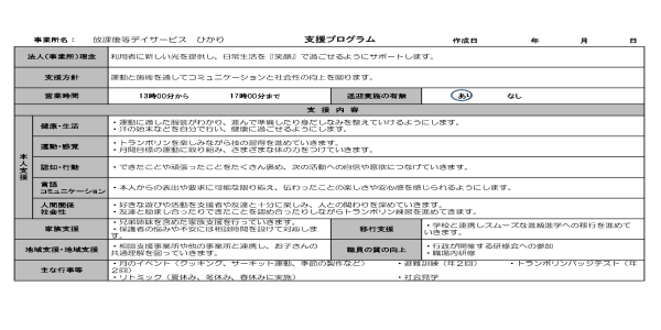 支援プログラムの公表について